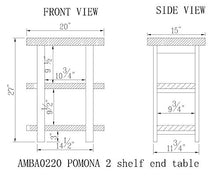 Load image into Gallery viewer, Alaterre AZMBA0220 Sonoma Rustic Natural 2 Shelf End Table, Brown