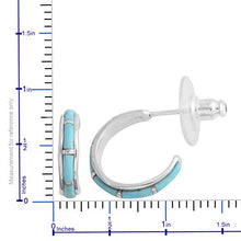 Load image into Gallery viewer, SANTA FE Style 925 Sterling Silver Kingsman Turquoise Southwest Jewelry Hoops Hoop Earrings for Women Gift