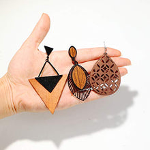 Load image into Gallery viewer, Udalyn 6Pairs Wooden Dangle Earrings for Women African Earrings Natural Wood Teardrop Earrings Ethnic Statement Lightweight Pendant Drop Earrings