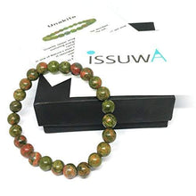 Load image into Gallery viewer, ISSUWA Natural Stone 8mm Gemstone Round Beads Women Men Beaded Stretch Bracelet with Box and Meaning Card (Unakite)