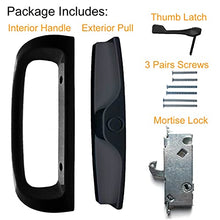 Load image into Gallery viewer, Patio Sliding Glass Door Handle Set with 45° Mortise Lock Suitable for Sliding Glass Patio Door Thickness from 1-1/2" to 1-3/4", Fits 3-15/16” Screw Hole Spacing, Reversible Design(Non-Handed), Black