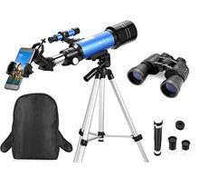Load image into Gallery viewer, MaxUSee Travel Scope with Backpack - 70mm Refractor Telescope & 10X50 HD Binoculars Bak4 Prism FMC Lens for Moon Viewing Bird Watching Sightseeing