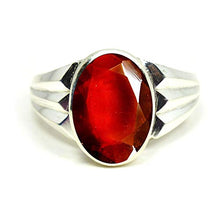 Load image into Gallery viewer, Jewelryonclick Natural Hessonite 5 Carat Gemstone Silver Rings for Men January Garnet Birthstone in Size 7