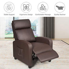 Load image into Gallery viewer, Giantex Recliner Chair for Living Room, Recliner Sofa Wingback Chair w/Massage Function, Padded Seat PU Leather Reclining Chair w/Side Pocket, Home Theater Seating Massage Recliner Easy Lounge (Brown