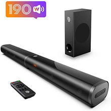 Load image into Gallery viewer, Soundbar for TV, Bomaker 190W 2.1 TV Sound Bar with Subwoofer, 125dB, 6 EQ Modes, LED Display Off, 5 Bass Adjustable Surround Sound for Home Theater, 4K & HD TV, HDMI/Optical/AUX/USB, Wall Mountable