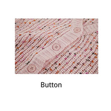 Load image into Gallery viewer, Girls Knit Sweaters Button Down Colorful Spots Ribbed V Neck Long Sleeve Cute Tops 5-14 Year Pink