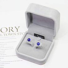 Load image into Gallery viewer, Luna Azure Natural Lapis Lazuli and 925 sterling silver handmade unique round Spherical Ball Stud Earrings push back women girls mothers present jewelry
