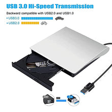 Load image into Gallery viewer, External DVD Drive, USB 3.0 Portable CD/DVD-RW Drive/ DVD Player for Laptop CD ROM Burner Compatible with Laptop Desktop PC Windows Linux OS Apple Mac White