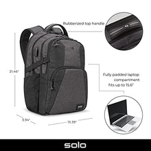 Load image into Gallery viewer, solo Depart TSA Laptop USB Charging Port, Water Resistant Travel Backpack, Black, One Size