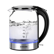 Load image into Gallery viewer, COSORI Glass Boiler Hot Water & Tea Heater with LED Indicator Light 100% Stainless Steel Inner Lid & Bottom, Auto Shut-Off & Boil-Dry Protection, 1.7L, Black