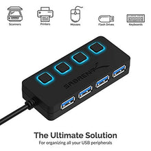 Load image into Gallery viewer, Sabrent 4-Port USB 3.0 Hub with Individual LED Lit Power Switches, Includes 5V/2.5A Power Adapter (HB-UMP3)