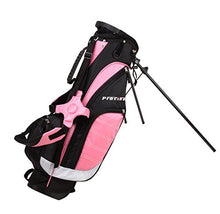 Load image into Gallery viewer, Remarkable Girls Right Handed Pink Junior Golf Club Set for Age 9 to 12 (Height 4'4" to 5') Set Includes: Driver (15"), Hybrid Wood (25, 7, 9 Iron, Putter, Bonus Stand Bag & 2 Headcovers