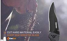 Load image into Gallery viewer, Folding Knife with Half Serrated Stainless Steel Tactical Blade and G10 Handle Perfect for Rescue, Hunting, Survival, Fishing, Hiking, Camping, Climbing, Work, Self Defense