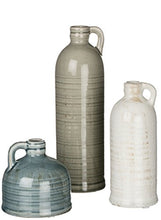 Load image into Gallery viewer, Sullivans Modern Farmhouse Decorative Small Ceramic Jug Vase Set of Three (3), 4”, 7.5” & 10” Tall, Crackled Finish Faux Floral Jugs, Distressed Decoration for Rustic Décor, Housewarming Gift (CM2431)