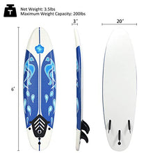 Load image into Gallery viewer, GYMAX Surfboard, 6' Body Board with Removable Fins & Protective Leash, Non-Slip Surfing Board for Surfing, Fishing Water Yoga