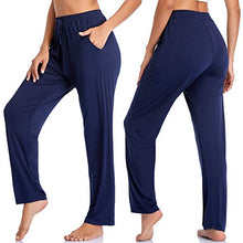 Load image into Gallery viewer, Envlon Womens Yoga Pants Soft Lightweight Stretch Lounge Pants Loose Straight Athletic Pants with Pockets Navy-Blue