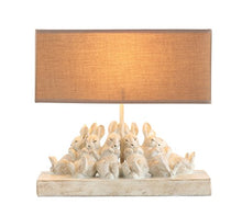Load image into Gallery viewer, Creative Co-op Whitewashed Rabbit Table Lamp with Sand-Colored Linen Shade, 14" L x 5.5" W x 13" H