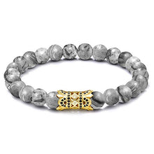 Load image into Gallery viewer, WFYOU 8mm Charm Beads Bracelet for Men Women Black Matte Onyx Natural Stone Beads, 7.5"