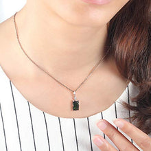Load image into Gallery viewer, EASTCODE 14K Rose Gold Diamond Pendant Natural Emerald Blue Rectangle Necklace for Women Peridot Bizuteria Gemstone Jade Jewelry Pendant