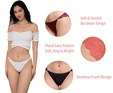 Load image into Gallery viewer, Solavia 6 Pack of Lace Panties for Women, Soft Stretch No Show Tanga, Sexy Cheeky Underwear, Seamless Front Design