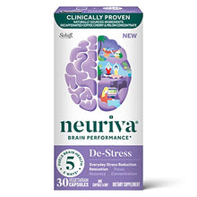 Load image into Gallery viewer, Nootropic Brain Support Supplement - NEURIVA De-Stress Capsules (30 Count in a Bottle), for Everyday Stress Reduction, Relaxation, Focus, Accuracy & Concentration*, L-Theanine, SOD, Coffee Cherry