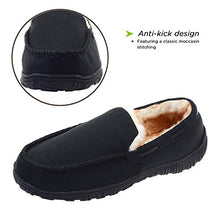 Load image into Gallery viewer, LseLom Moccasins Slippers for Men Memory Foam Indoor Outdoor No-Skid House Shoes Fleece Warm Bedroom Slippers Mens Moccasins Size 8 US Black