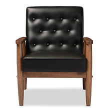 Load image into Gallery viewer, Baxton Studio Sorrento Mid-Century Retro Modern Faux Leather Upholstered Wooden Lounge Chair, Black
