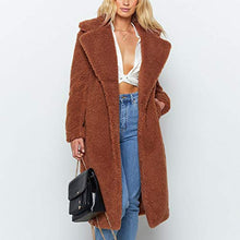Load image into Gallery viewer, WYTong Winter Maxi Coat For Womens Fashion Warm Faux Fur Coat Jacket Casual Solid Long Parka Outerwear(Brown,L)