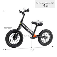 Load image into Gallery viewer, CO-Z Kids Balance Bike for 2-5 Year Olds with 12" Rubber Air Tires, Easy Step Through Frame Bike for Boys and Girls, No Pedal Toddler Scooter Bike, Ride On Toy for Children, Lightweight Kids Bicycle