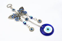 Load image into Gallery viewer, Betterdecor Blue Evil Eye with Butterfly Hanging Decoration Ornament (with a Pouch)-003