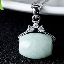 Load image into Gallery viewer, GAJSDJHN Jewelry Necklace Hand-Carved Lulutong Lucky Amulet Jewelry Silver Emerald Necklace Natural Jade Beads Pendant for Women Man