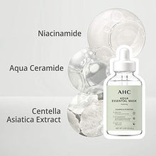 Load image into Gallery viewer, AHC Face Mask Aqua Essentials Hydrating and Claming For Stressed and Tired Skin Calming 100% Cotton Sheet 5 Count(Pack of 1)