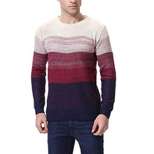 Load image into Gallery viewer, LongPing Mens Fashion Crewneck Striped Pullover Sweater Soft Thermal Cotton Knitted Color Block Sweaters(my235Red-X-Large)