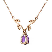 Load image into Gallery viewer, Galaxy Gold 14k White, Rose, Yellow Gold Amethyst and Diamond Vine Branch Design Pendant Necklace with 1.52 Carats (Carat Total Weight) Natural Diamonds & Pear-Shaped Purple Amethyst (Rose-Gold, 22)