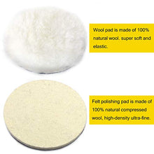 Load image into Gallery viewer, 6 Inch Buffing Wool Pads 8PCS Kit, Felt Polishing Pad Buffing Wheel for Drill Woolen Wax Pad and 5/8''-11 Thread Hook & Loop Backer Plate with Drill Adapter for Car Boat Polish, Waxing, Sealing, Glaze