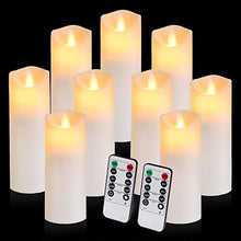 Load image into Gallery viewer, Flickering Flameless Candles Battery Operated Candles Exquisite Frosted Plastic Candles Outdoor Heat Resistant Include Realistic Moving Wick LED Flames and 10-Key Remote Control with 24-Hour Timer