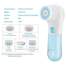 Load image into Gallery viewer, Facial Cleansing Brush,UMICKOO Face Brush Waterproof With 5 Exfoliating Heads,Rotary Spin Brush Cleansing System for Gentle Exfoliation and Deep Scrubbing