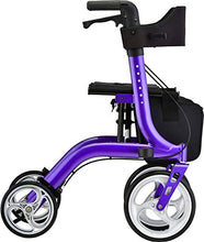 Load image into Gallery viewer, NOVA Medical Products Express Rollator Walker, Large 10” & 8” Wheels, Compact Foldable & Free Standing, Easy to Fold, Lift & Carry, Comes with Cane Holder, Purple