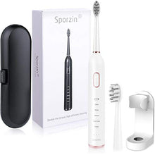Load image into Gallery viewer, Sporzin Electric Toothbrushes for Adults Sonic Toothbrush Electronic Toothbrush USB Charging Last 60 Days 5 Modes 3 Intensities Smart Timer with 2 Dupont Brush Heads & Travel Case Toothbrush Holder