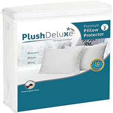 Load image into Gallery viewer, PlushDeluxe Premium Pillow Protector 100% Waterproof Proof and Soft Cotton Terry (Set of 2) 10 Year Warranty (Standard)