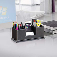 Load image into Gallery viewer, PUSU Leather Cute Pen Organizer,Pencil Holder,Pen Cup/Stand/Tray/Container/Caddy,desk organizers and accessories,Office Supplies Desktop Storage Box for Stationery,Business Card,Phone,etc.… (black)