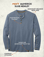 Load image into Gallery viewer, Legendary Whitetails Men's Standard Maverick Slub Henley Shirt, Blue Mirage, XX-Large