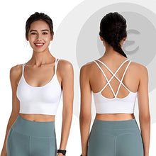 Load image into Gallery viewer, Evercute Cross Back Sport Bras Padded Strappy Criss Cross Cropped Bras for Yoga Workout Fitness Low Impact