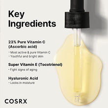 Load image into Gallery viewer, COSRX Vitamin C 23% Serum with Vitamin E & Hyaluronic Acid, Brightening & Hydrating Facial Serum for Dark Spots, Fine Lines, Uneven Skin tone, Pure Vitamin C Serum (Ascorbic acid), 0.67 fl.oz / 20 ml, Animal Testing-Free, Artificial Fragrance-Free, Parabe