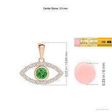 Load image into Gallery viewer, Tsavorite Evil Eye Pendant with Diamond Accents in 14K Rose Gold (3.5mm Tsavorite)