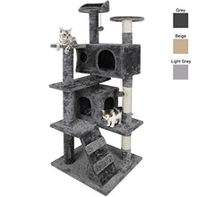 Load image into Gallery viewer, Nova Microdermabrasion 53 Inches Multi-Level Cat Tree Stand House Furniture Kittens Activity Tower with Scratching Posts Kitty Pet Play House (Grey)