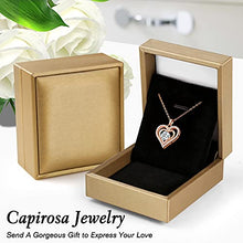 Load image into Gallery viewer, Capirosa Forever Love Heart Birthstone Pendant Necklaces for Women 925 Sterling Silver Rose Gold Fine Jewelry Gifts for Wife Girlfriend Her Mom for Anniversary Birthday