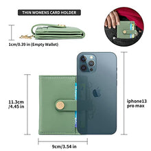 Load image into Gallery viewer, POIUGOYA Slim Wallet for Women, Leather Bifold RFID Blocking Credit Card Holder with Keychain, Zipper Coin Pocket & ID Window