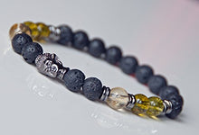 Load image into Gallery viewer, Prosperity, Confidence, Peridot, Citrine, Rock Lava Buddha Bracelet, Mens gemstone mala bracelet, Meditation Spiritual Bracelet, Boho mens wrap bracelet,Zen Reiki Bracelet