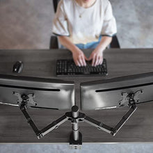 Load image into Gallery viewer, VIVO Dual Monitor Desk Mount, Heavy Duty Fully Adjustable Stand, Fits 2 LCD LED Screens up to 30 inches, Black, STAND-V002